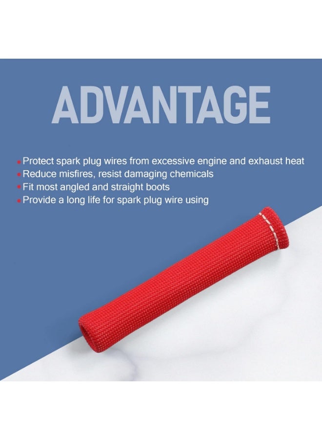 8PCS Red 1200° Spark Plug Wire Boots Heat Shield Protector Sleeve Cover Replacement for SBC BBC 350 454 6 Inch - Image 5