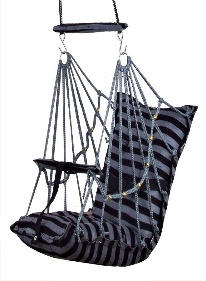 Sprointal Swing for Kids, Baby Swing Chair Cotton Children Folding and Washable 1-5 Years Swing with Safety Belt,Home and Garden Jhula for Babies|Swing for Kids|Hanging Cradle (Grey Line), 45.5 CM - Image 2