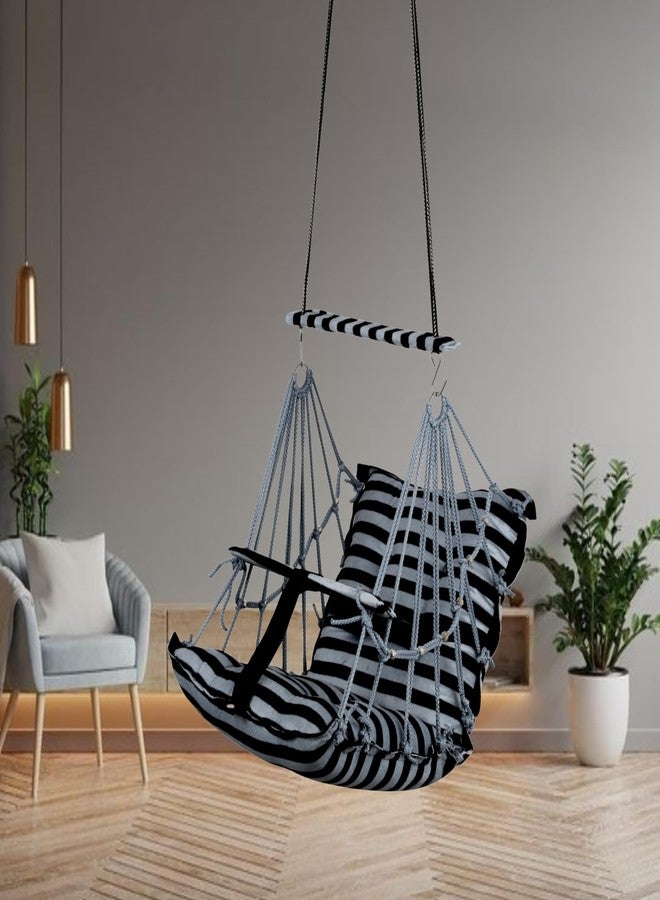 Sprointal Swing for Kids, Baby Swing Chair Cotton Children Folding and Washable 1-5 Years Swing with Safety Belt,Home and Garden Jhula for Babies|Swing for Kids|Hanging Cradle (Grey Line), 45.5 CM - Image 1