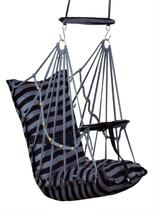 Sprointal Swing for Kids, Baby Swing Chair Cotton Children Folding and Washable 1-5 Years Swing with Safety Belt,Home and Garden Jhula for Babies|Swing for Kids|Hanging Cradle (Grey Line), 45.5 CM - Image 3