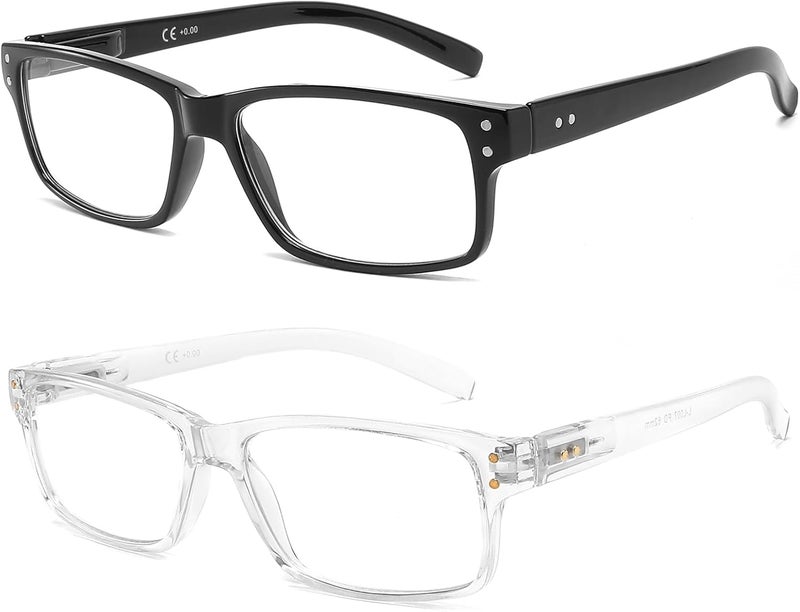 LANLANG 3-Pack Reading Glasses for Men,Spring Hinge,3 Colors,Clear Lens,L-L007 - Image 1