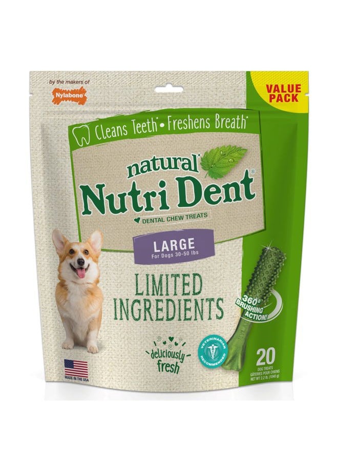 Nylabone Nutri Dent Dog Dental Treats - Natural Dog Teeth Cleaning & Breath Freshener - Dental Treats for Dogs - Fresh Breath Flavor, Large (20 Count)  - Image 1