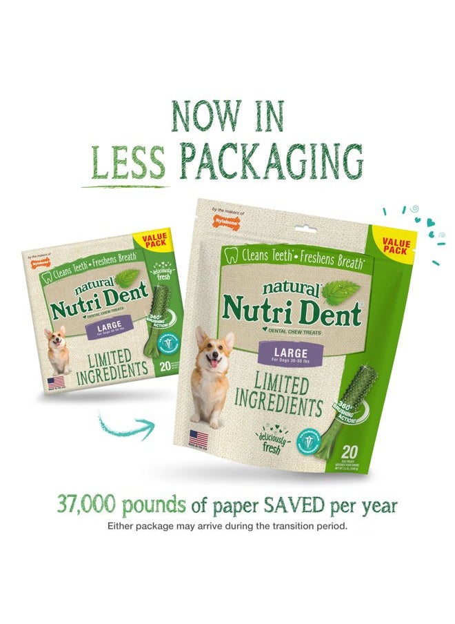 Nylabone Nutri Dent Dog Dental Treats - Natural Dog Teeth Cleaning & Breath Freshener - Dental Treats for Dogs - Fresh Breath Flavor, Large (20 Count)  - Image 2