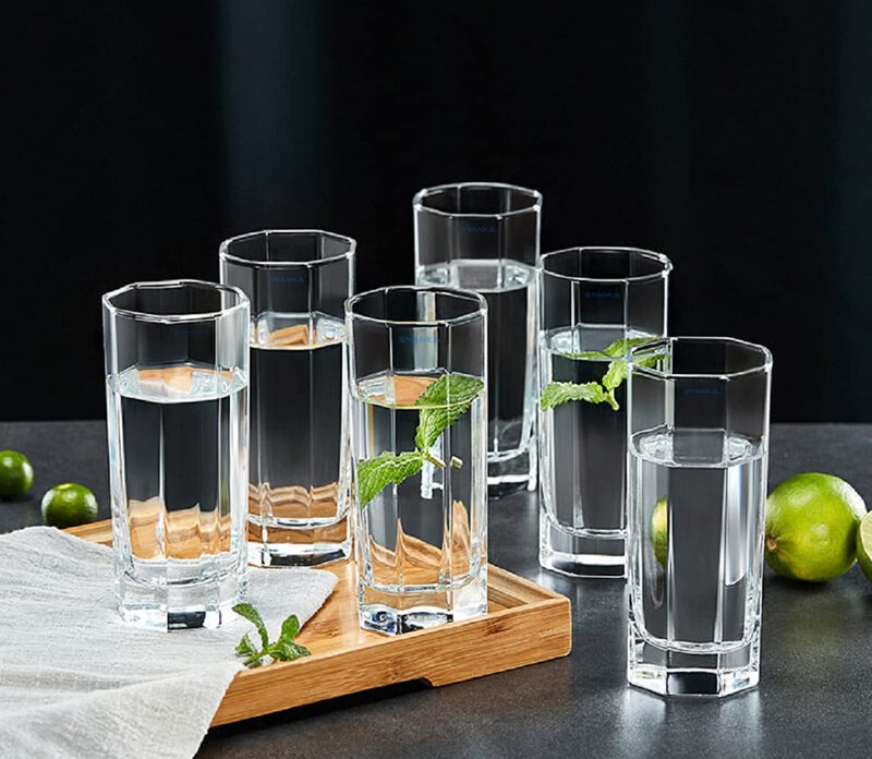 SYANKA Premium Water and Juice Glasses Set of 6 and Jug Set Combo - Glasses 270ML, Jug 1 Liter, Glasses and Jug Set for Dining Table (Transparent) - Image 4