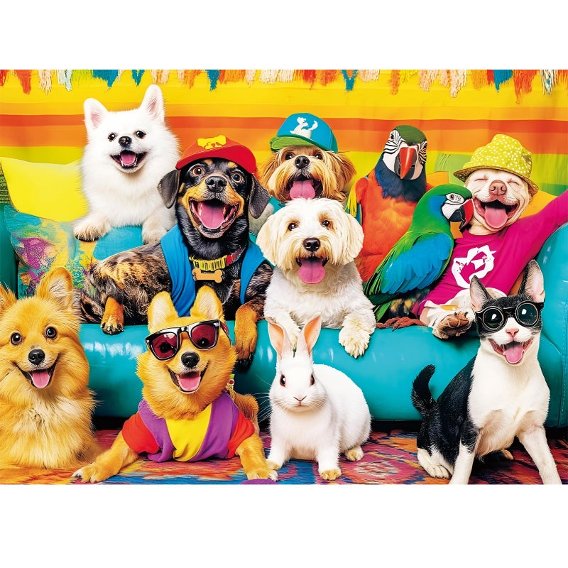 DAGIRT 300 Piece Puzzles for Adults Funny Dog Cat Bunny Cartoon Animal Puzzle Colorful Pet Jigsaw Puzzles for Adults Seniors and Kids Finished Size 205 x 15 in Ideal Gift Choice - Image 3