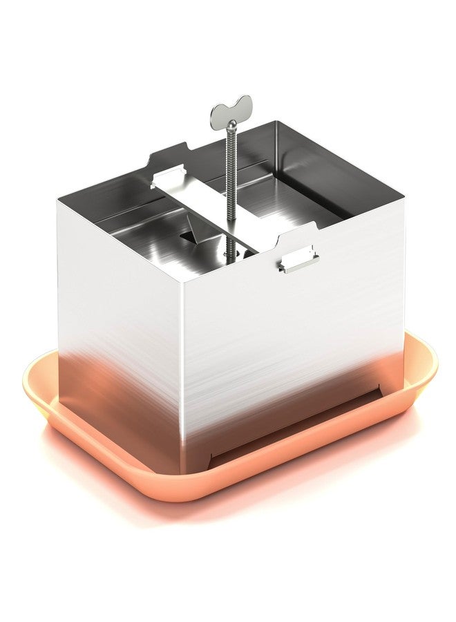 KZU Stainless Steel Tofu Presser, 6.3 * 4.72 Inch, Dishwasher Safe with Gauze and Drip Tray for Firm or Extra Firm Tofu - Image 1