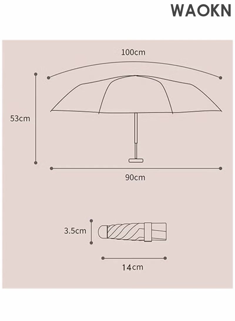 WAOKN New fashionable and simple solid color flat folding mini sun umbrella, UV resistant portable umbrella, equipped with sunshine UPF50 capsule storage box, alloy material umbrella, suitable for rainy and sunny days (beige). - Image 5