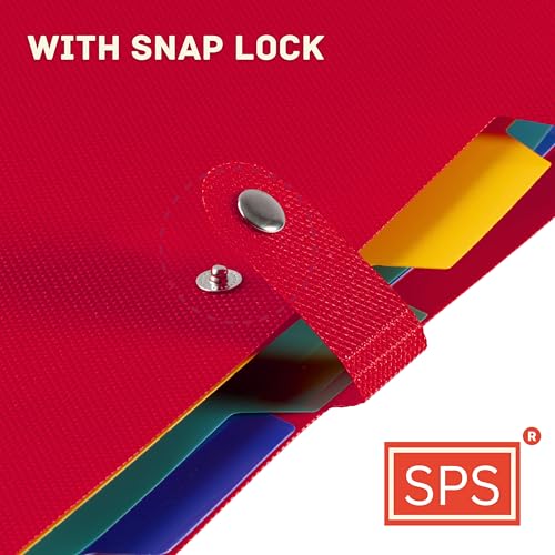 SPS 5 Pocket Expanding File Folder - Fits A4 & Letter Size Document Organizer, Accordion File Folders, File Holder for Office, School & Home Use - Red - Image 4