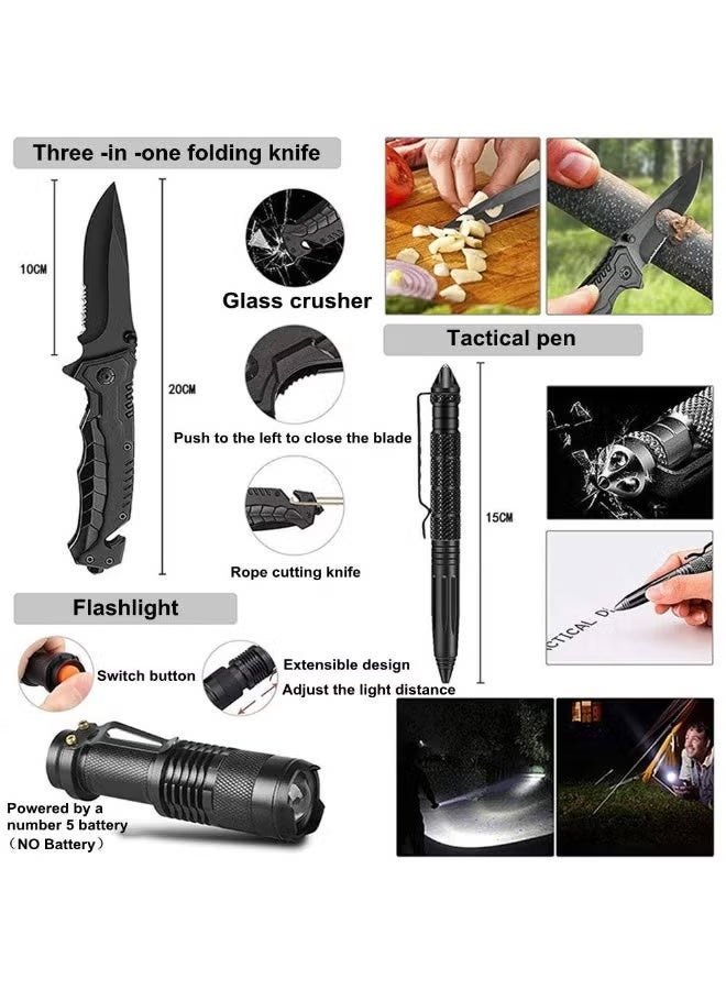 BlueFire 39 in 1 Outdoor Survival Kit & Emergency First Aid Kit with Tactical MOLLE Bag | Complete Camping Hiking Hunting Gear Set with Survival Tools, Multi Tool Axe Hammer, Water Filter Straw, Emergency Tent, Folding Shovel, Fire Starter, Trauma Supplies & EDC Equipment for Travel, Adventure and Emergency Preparedness - Image 2