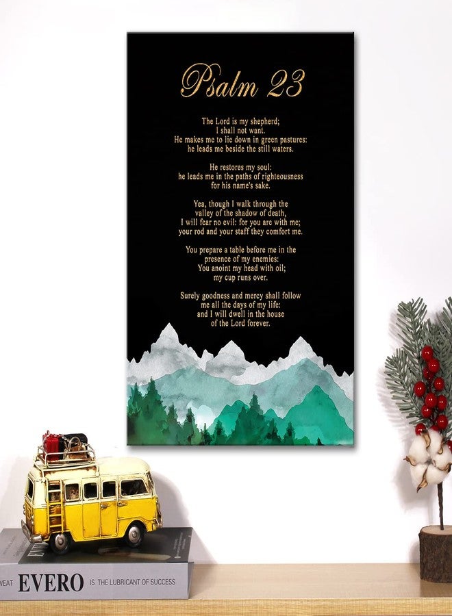 JerLoe لوحة جدارية فنية مسيحية مطبوعة على قماش ذهبي، تحمل المزمور ٢٣ "الرب راعيّ"، مطبوعة ومؤطرة، قطعة فنية لتزيين المنزل، هدية مثالية، مقاس ١٢×١٥ بوصة - Image 5