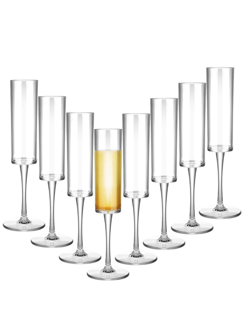 Drink Flutes Goblets, Disposable Plastic Acrylic Drinkware Reusable Toasting Goblets Crystal Cups for Party Wedding Birthday Anniversary and Catered Events 8 Pieces - Image 1