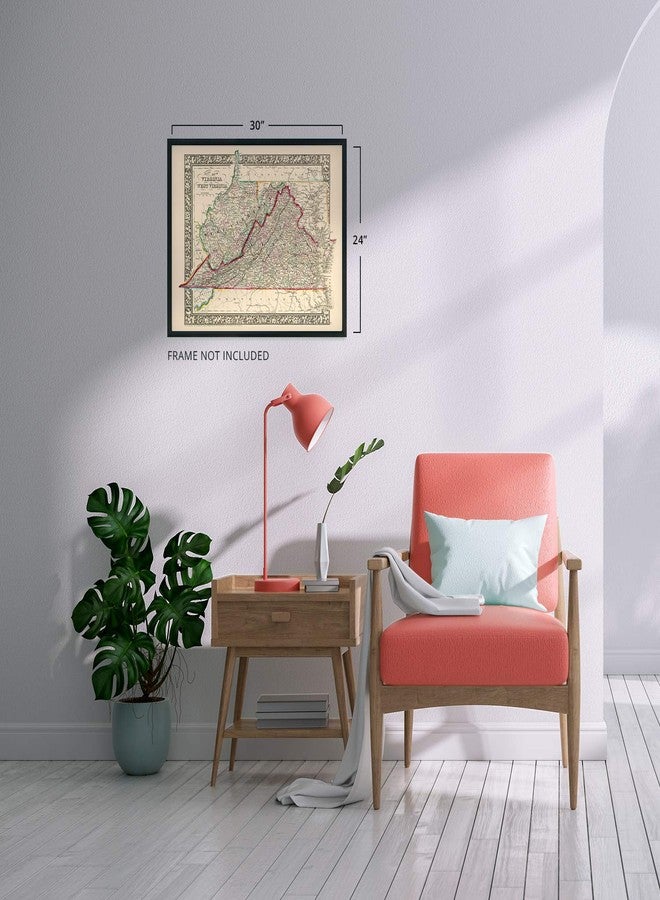 HISTORIX Vintage 1863 Virginia and West Virginia Map - 24x30 Inch Vintage Map of Virginia Poster and West Virginia Wall Map - Old County Map of Virginia and West Virginia - Image 5