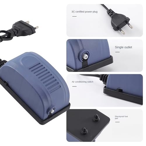 Pettey Fish Tank Air Pump | Quiet Operation | Suitable for Freshwater & Saltwater Tanks | Gray-Blue | 2.5W - Image 5