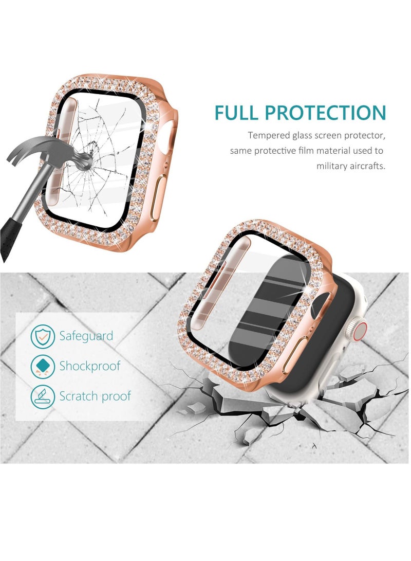 SYOSI Watch Case Compatible with Apple Watch 7, 5 Pcs Bling Cover Diamond Bumper, 41mm Case for Apple Watch Series 7 (Rose Gold / Pink / Black / Silver / Clear) - Image 2