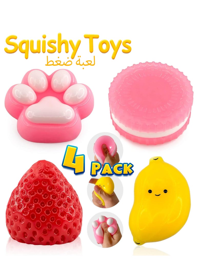 Bincoo 4 Pcs Squishy Squeeze Toys, Soft Toy Cat Paw ，Biscuit Squeeze Toy Baby Stress Relief & Focus Toy, Pinch Decompression Toy for Anxiety and Relaxation, Perfect Desk Accessory and Fun Fidget Toy for Adults, Ideal for Stress Relief Slow Rising Sensory Stress - Image 1