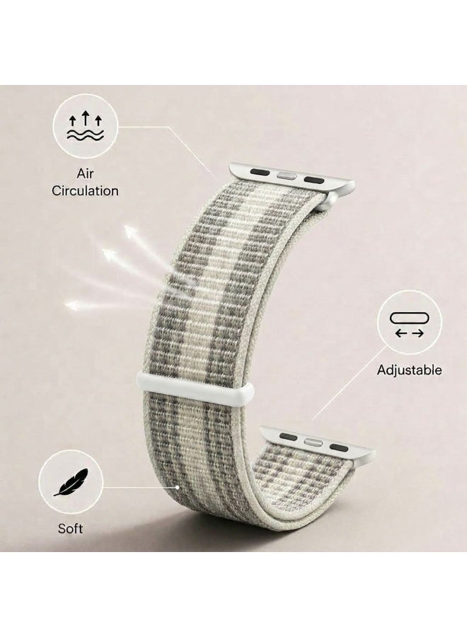 MARGOUN Breathable Nylon Sport Loop Band Compatible with Apple Watch 44mm 45mm 46mm 49mm for Women Men, iWatch Wrist Straps for Ultra 3 2, Se, Series 11 10 9 8 7 - grey - Image 3