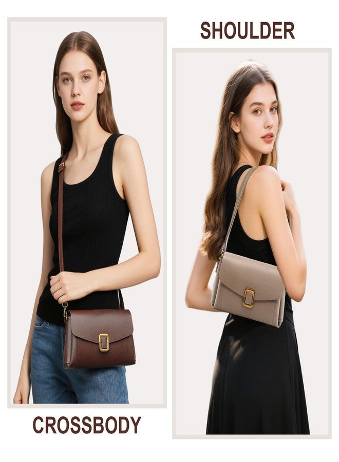 MoreFarther Genuine Leather Crossbody Bag for Women, Removable Satchel Adjustable Shoulder Bag, Walnut, 10.2 x 3.1 x 5.3 inches - Image 2
