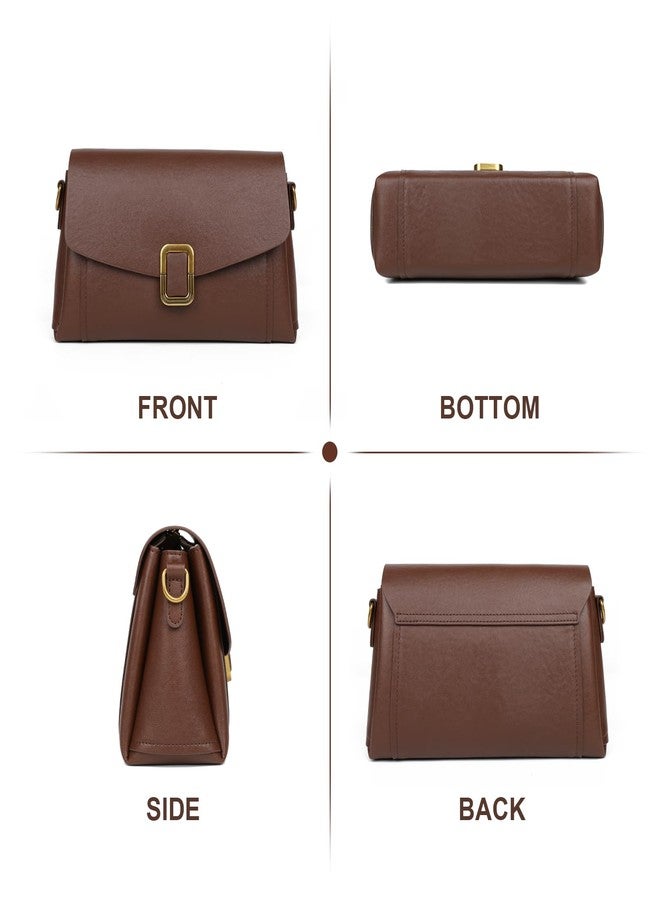 MoreFarther Genuine Leather Crossbody Bag for Women, Removable Satchel Adjustable Shoulder Bag, Walnut, 10.2 x 3.1 x 5.3 inches - Image 3