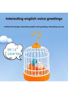 Generic Children's Bird Cage Toy Electric Voice Control Induction Bird Simulation Bird Soundness Will Move And Call Baby Baby Kindergarten-Specifications:(+battery) Voice Controlled Birdcage Yellow  - Image 4