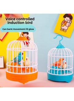 Generic Children's Bird Cage Toy Electric Voice Control Induction Bird Simulation Bird Soundness Will Move And Call Baby Baby Kindergarten-Specifications:(+battery) Voice Controlled Birdcage Yellow  - Image 3