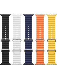Generic 5 Pack Ocean Band Compatible with Apple Watch Ultra Band 49mm 45mm 44mm 42mm Men Women, Soft Silicone Sport Band Replacement Strap for Apple Watch Ultra iWatch Series 8 7 SE 6 5 4 3 2 1  - Image 2