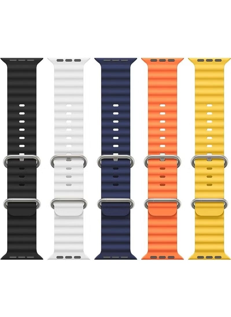 Generic - 5 Pack Ocean Band Compatible with Apple Watch Ultra Band 49mm 45mm 44mm 42mm Men Women, Soft Silicone Sport Band Replacement Strap for Apple Watch Ultra iWatch Series 8 7 SE 6 5 4 3 2 1 - Image 1