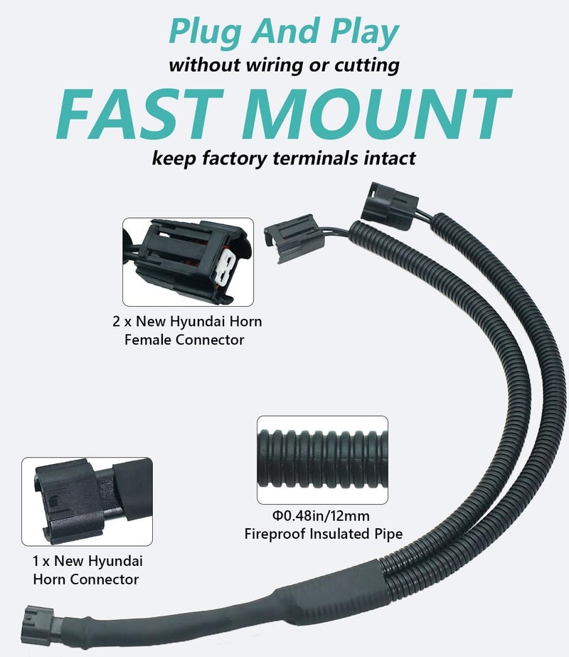 NEOGET Car Horn 1 to 2 Connector Converter Wiring Harness - Image 4