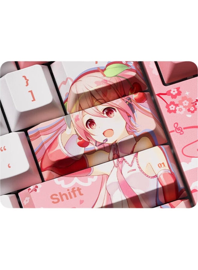 AKKO لوحة مفاتيح ميكانيكية قابلة للتخصيص ثلاثية الوضع من أكو بالتعاون مع هاتسوني مiku - نسخة وردية، مفتاح أزرق حليبي - Image 1