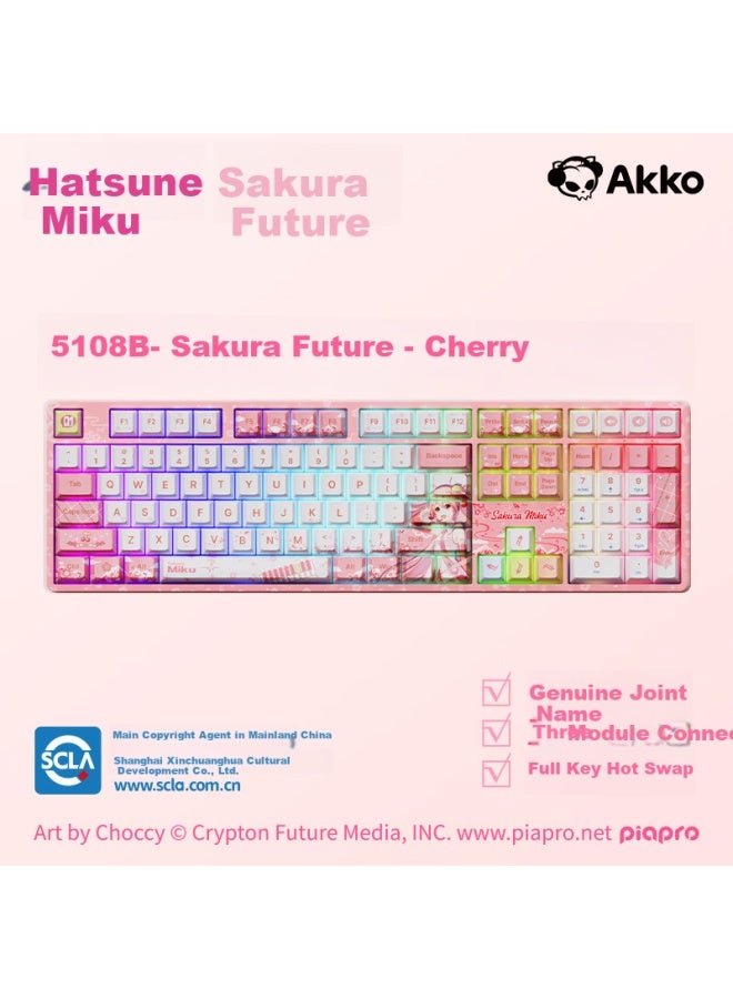 Akko Hatsune Miku Anime Collaboration Esports Gaming Ai Customizable Tri-mode Mechanical Keyboard Full Hot-swappable Keyboard, Milk Blue Switch - Pink Version - Image 3