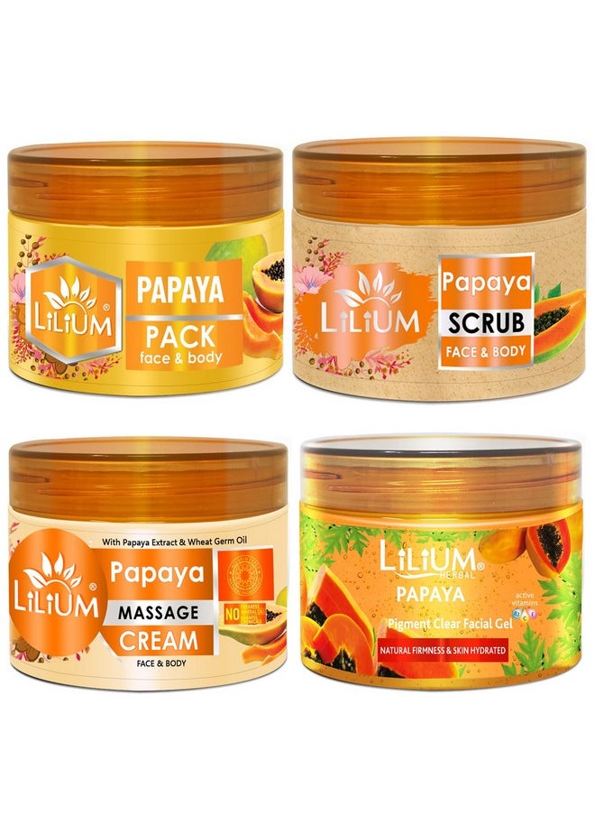 LILIUM Papaya Facial Kit With Scrub, Cream, Gel And Pack, 1000G (1Kg)  - Image 1