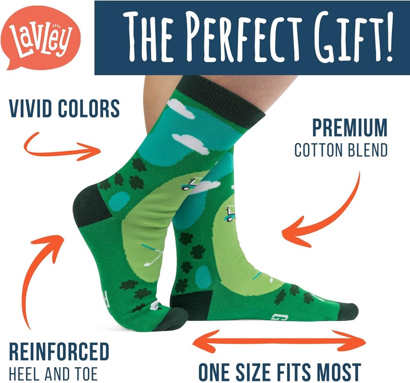 Lavley Funny Golf Socks - Fun gift for golfers - Unisex one size fits most - Great for birthdays or stocking stuffers - Image 2