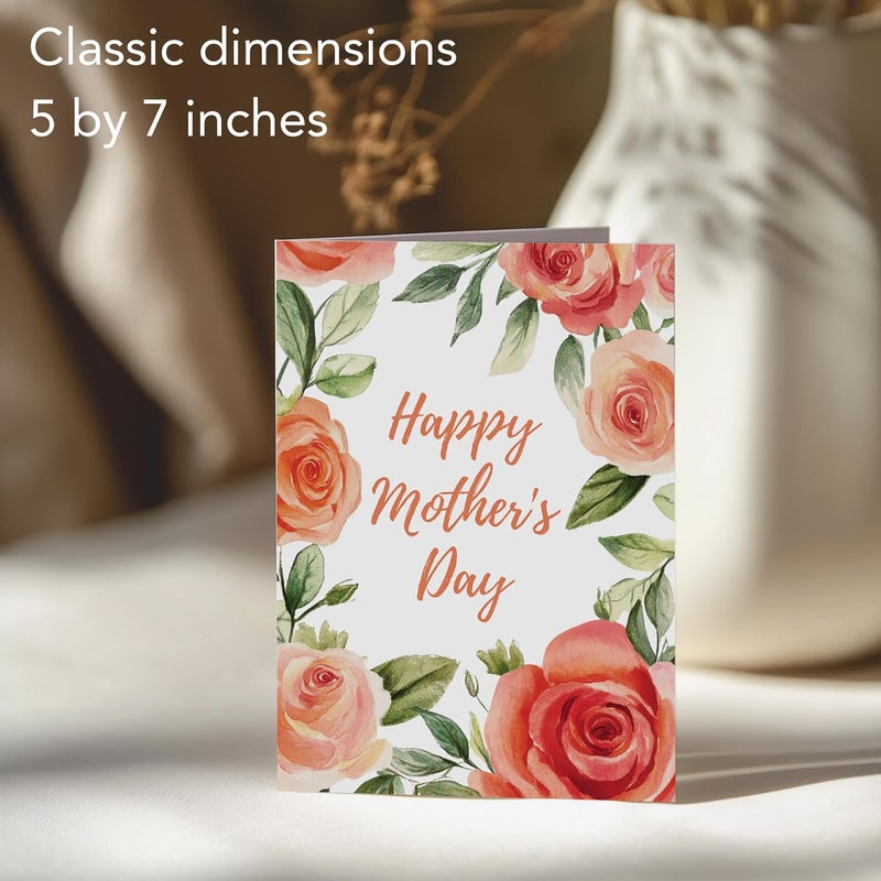 Paper Play Vintage Rose Mother's Day Card - Happy Mother's Day Card for Mom, 5"x7" Foldable - Image 2