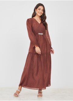 Embellished Tiered Maxi Dress