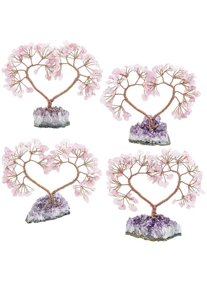 mookaitedecor mookaitedecor Rose Quartz Love Heart Crystal Tree with Natural Amethyst Cluster Base Luck Money Tree for Wedding Ornament Feng Shui Tabletop Home Decor  - Image 5