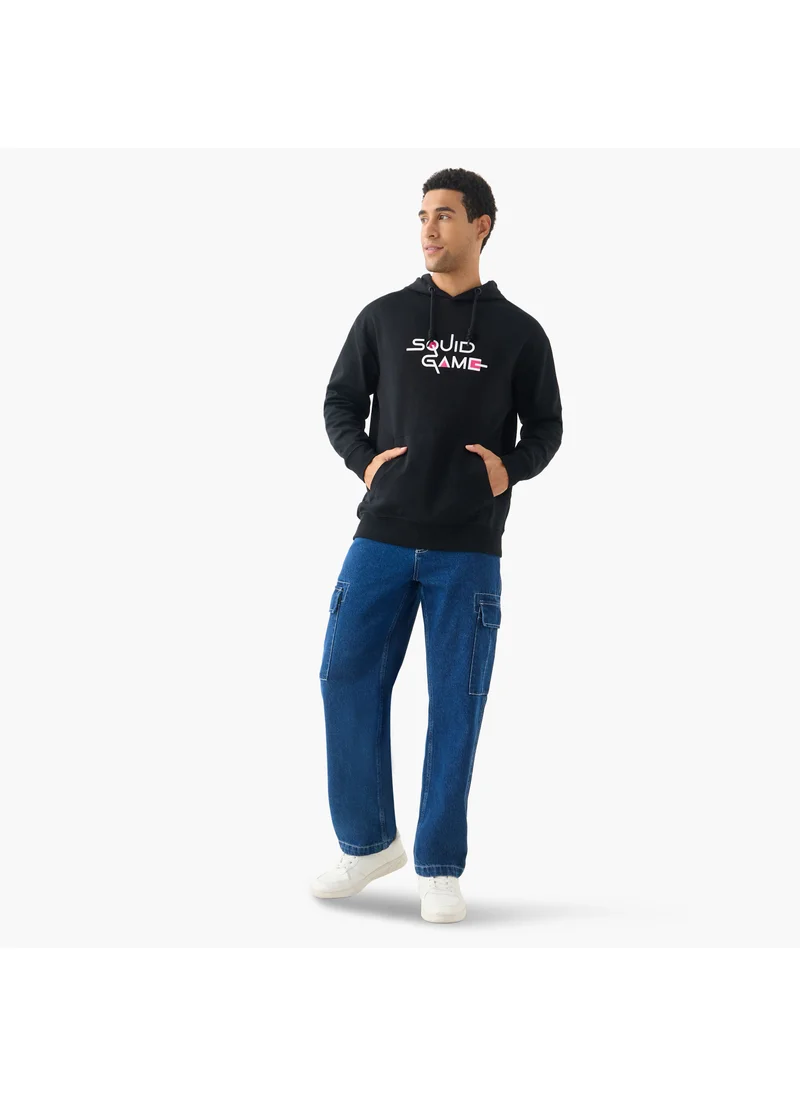 SP Characters Squid Game Print Hooded Sweatshirt with Long Sleeves