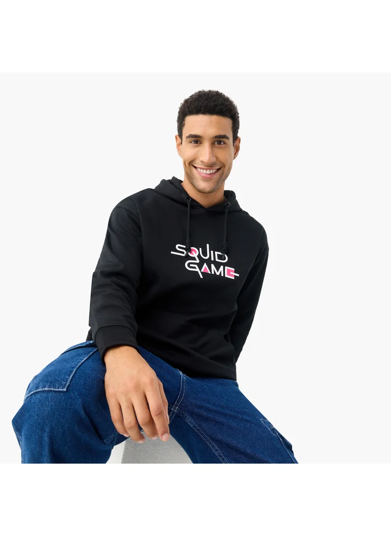 SP Characters Squid Game Print Hooded Sweatshirt with Long Sleeves