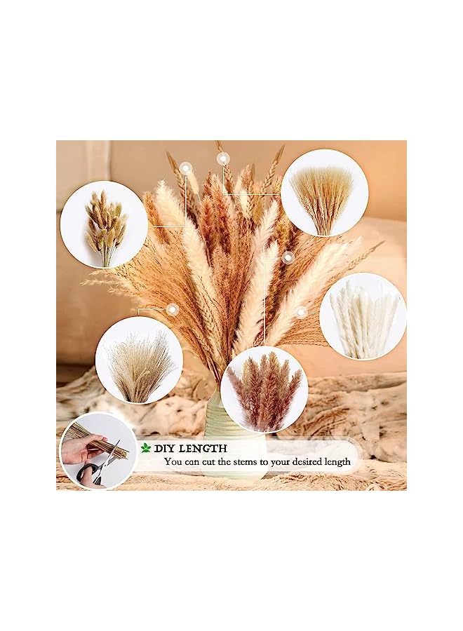 The Bros 105Pcs Natural Pampas Grass Decor, 17in/45cm Dried Flowers for Decoration, Artificial Flower Bouquet for Home Boho Table Decor Accessories, Bohemian Decoration Items for Living Room, Wedding - Image 5