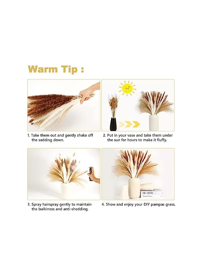 The Bros 105Pcs Natural Pampas Grass Decor, 17in/45cm Dried Flowers for Decoration, Artificial Flower Bouquet for Home Boho Table Decor Accessories, Bohemian Decoration Items for Living Room, Wedding - Image 4