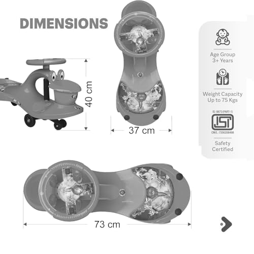 Brunte Leg Push Panda Swing Ride On Car, No Batteries, Gears or Pedals, Uses Twist, Turn Ride On Goes Forward, Wiggle to Steer Zigzag Cars | Gift for 2, 3, 4, 5,6 Year+ Boys & Girls (Red/Yellow) - Image 5
