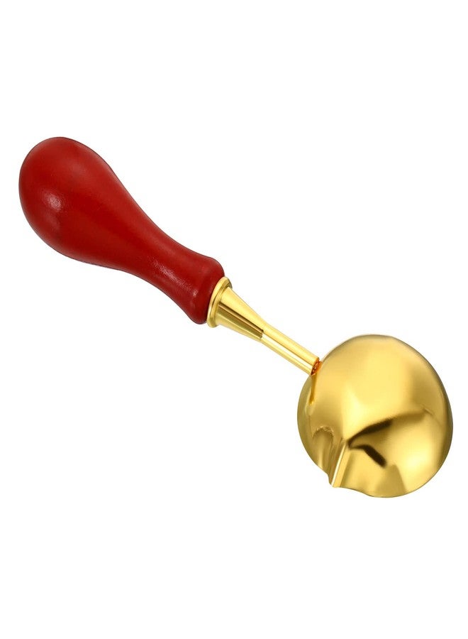 PATIKIL 4" Wax Seal Spoon, Wax Sealing Melting Spoon Brass Vintage Wooden Handle for Wax Seal Stamp Envelope Art Craft, Red/Golden - Image 5