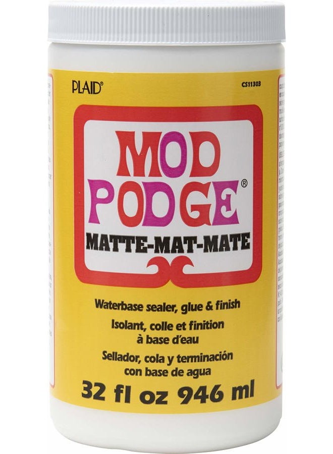 Mod Podge Matte Sealer, Glue & Finish: All-in-One Craft Solution- Quick Dry, Easy Clean, for Wood, Paper, Fabric & More. Non-Toxic - Craft with Confidence, Made in USA, 32 oz., Pack of 1  - Image 1