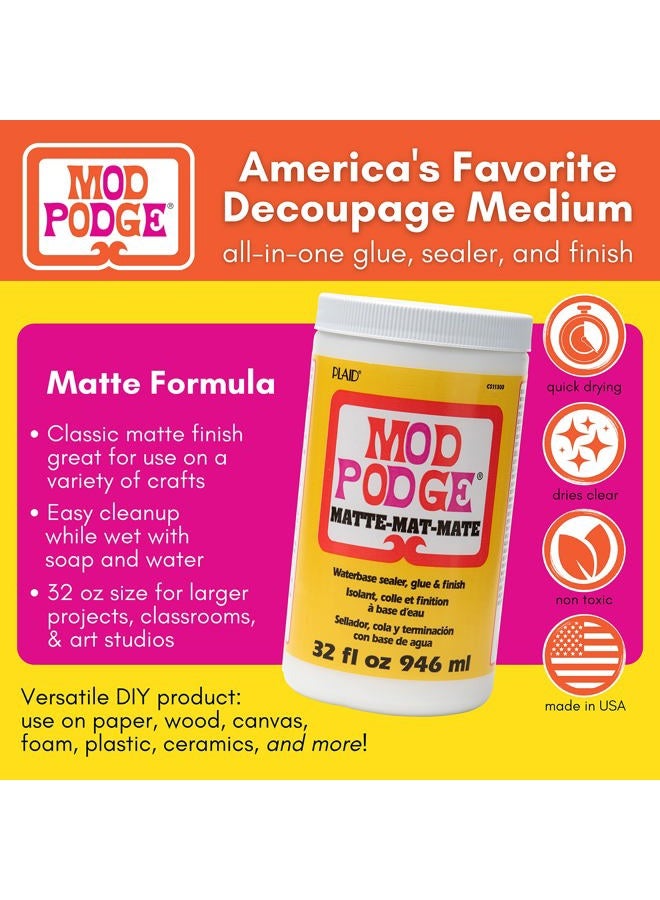 Mod Podge Matte Sealer, Glue & Finish: All-in-One Craft Solution- Quick Dry, Easy Clean, for Wood, Paper, Fabric & More. Non-Toxic - Craft with Confidence, Made in USA, 32 oz., Pack of 1  - Image 2