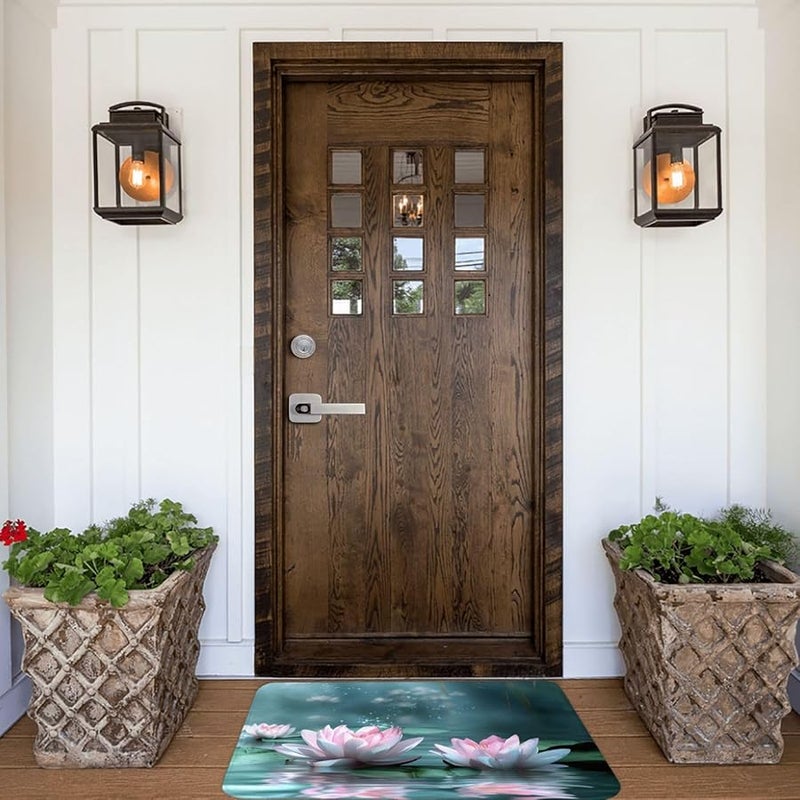 PHAYAH Pink Lotus Doormat 16x24 Inches Indoor Outdoor Front Door Mat for Patio Garage Porch - Image 1