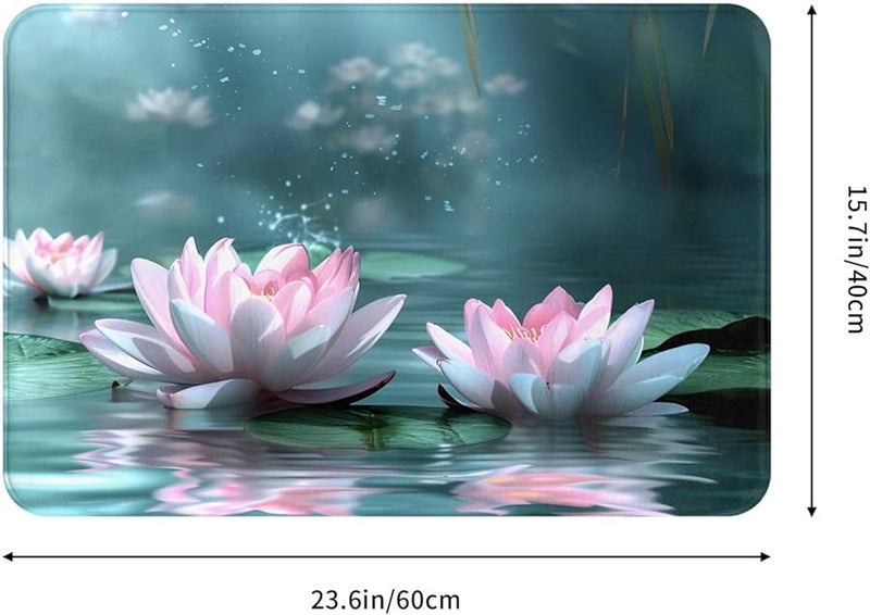 PHAYAH Pink Lotus Doormat 16x24 Inches Indoor Outdoor Front Door Mat for Patio Garage Porch - Image 2