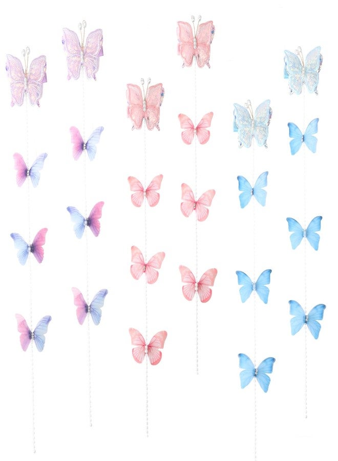 ANBALA 6PCS Tassel Butterfly Hair Clips for Girls Cute Butterfly Hair Accessories with Pearls, Exquisite Hairpins for Women Birthday, Wedding Party - Image 1
