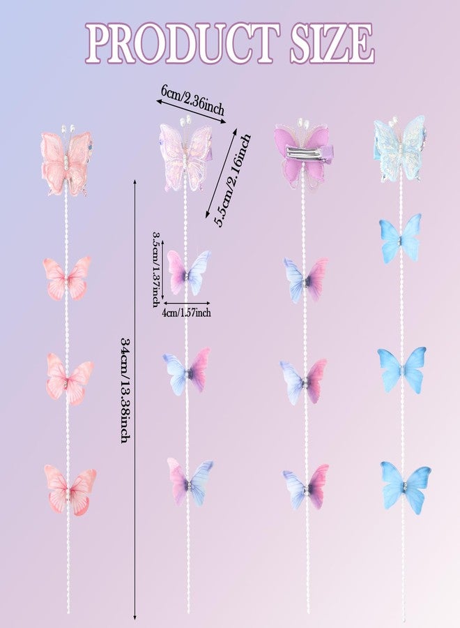 ANBALA 6PCS Tassel Butterfly Hair Clips for Girls Cute Butterfly Hair Accessories with Pearls, Exquisite Hairpins for Women Birthday, Wedding Party - Image 2