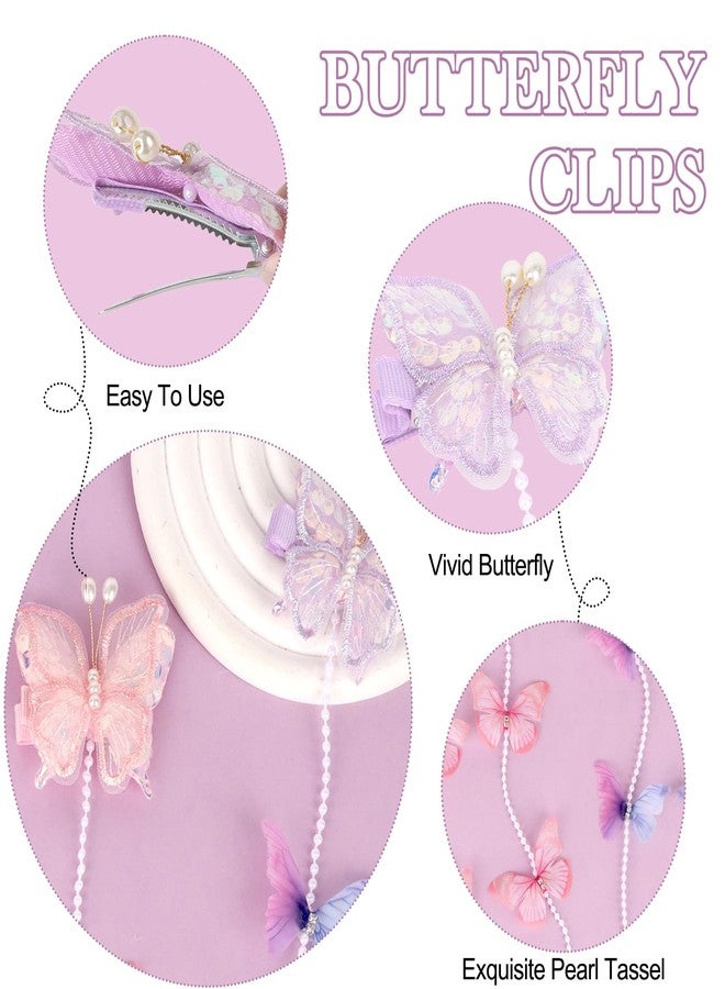 ANBALA 6PCS Tassel Butterfly Hair Clips for Girls Cute Butterfly Hair Accessories with Pearls, Exquisite Hairpins for Women Birthday, Wedding Party - Image 3