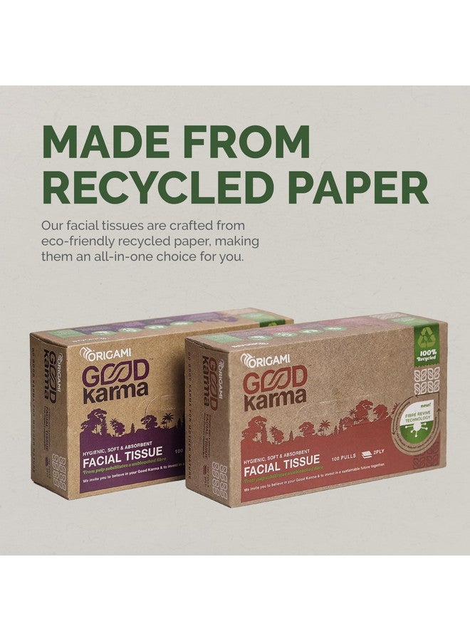 Origami Good Karma 2 Ply Eco-Friendly Unbleached Facial Tissue Box | Car Tissue - Pack Of 2 (100 Pulls Per Box, 200 Sheets) - Image 2
