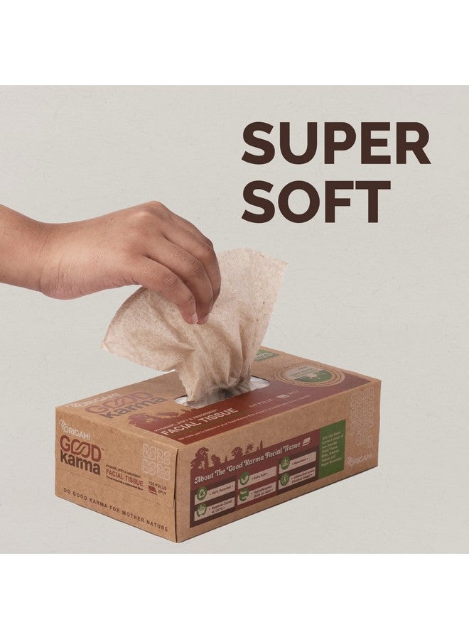 Origami Good Karma 2 Ply Eco-Friendly Unbleached Facial Tissue Box | Car Tissue - Pack Of 2 (100 Pulls Per Box, 200 Sheets) - Image 3