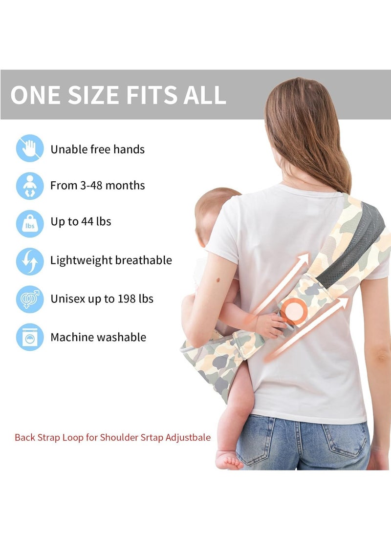 Compact One-Shoulder Baby Sling Carrier with Hipseat, Portable Design for Newborns to Toddlers, Supports Infants Up to 44 lbs, Ideal for Comfortable Carrying. - Image 4